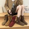 Short Boots Children's Autumn New Retro Flat Bottom Beaded Strap Short Boots Soft Bottom Fashion Matte Martin Boots