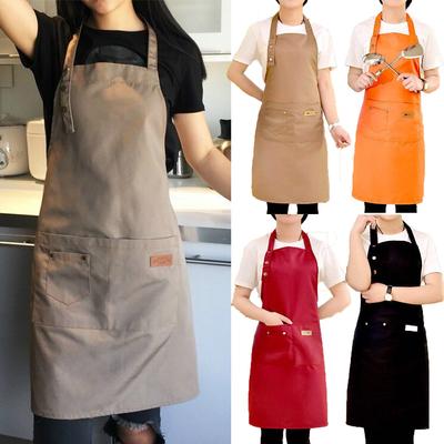 Solid BBQ Apron Color Adjustable Bib Apron Waterproof Stain-Resistant with Two Pockets Kitchen Chef Baking Cooking  Wholesale