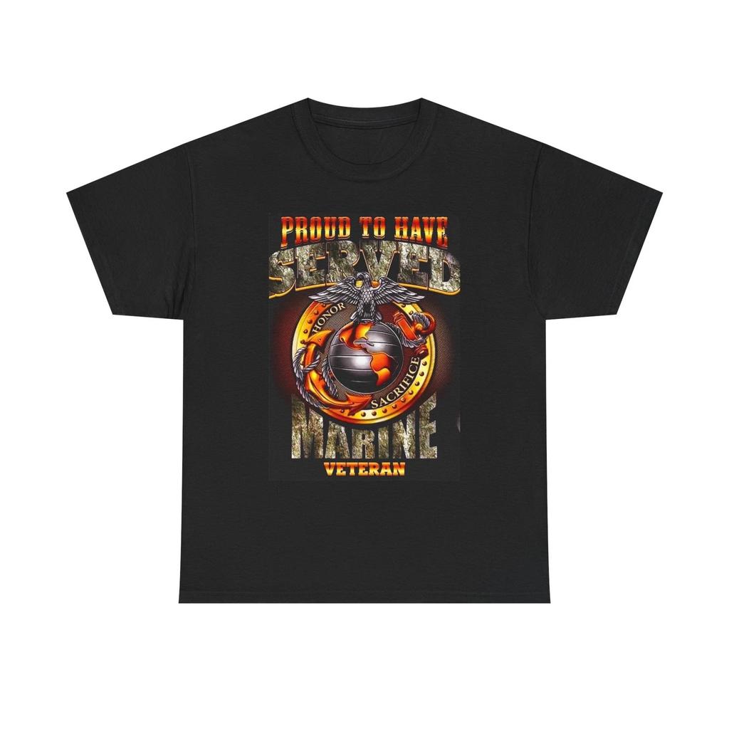 Proud To Have Served Marine Veterans Graphic T Shirt Unisex Heavy Cotton Tee