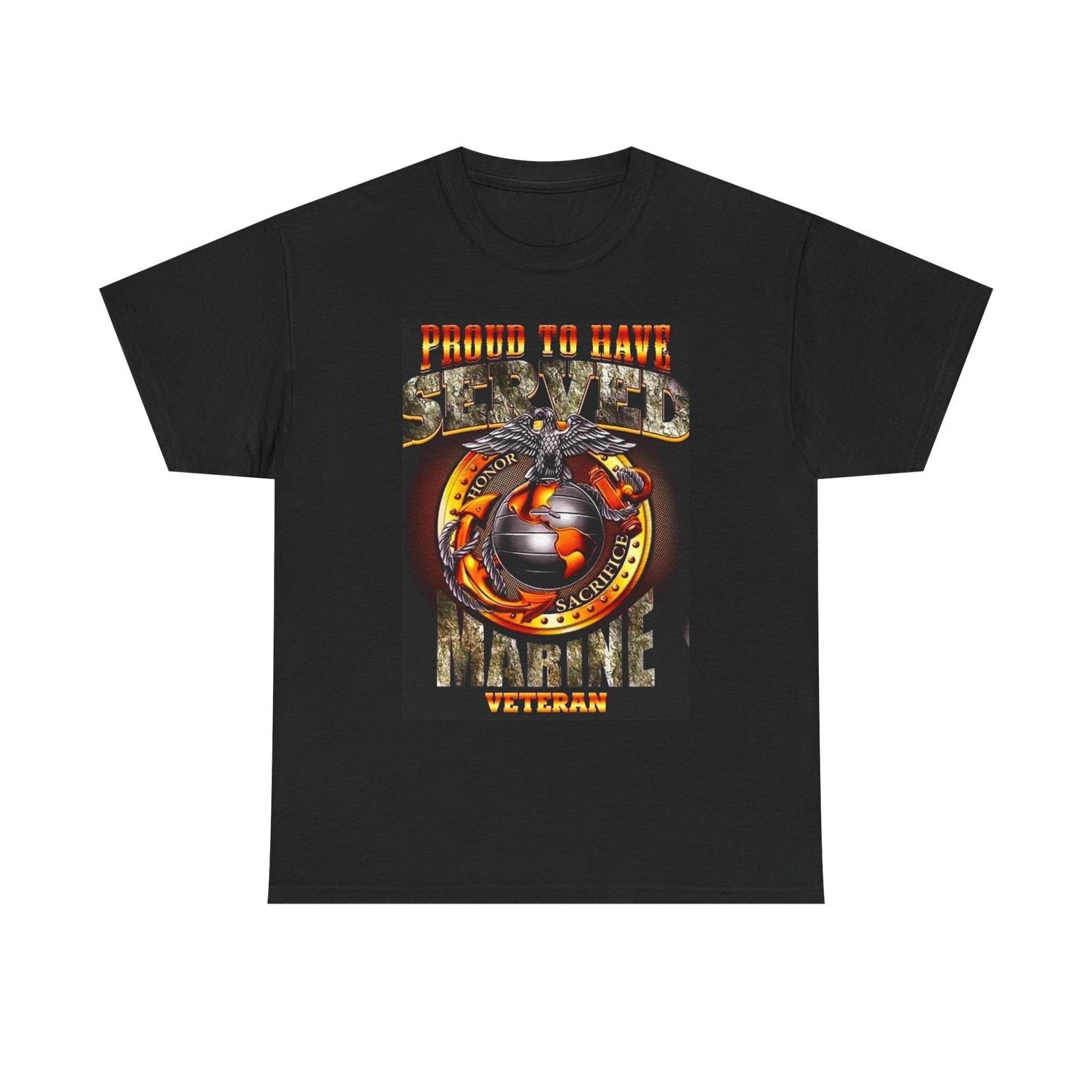Proud To Have Served Marine Veterans Graphic T Shirt Unisex Heavy Cotton Tee S