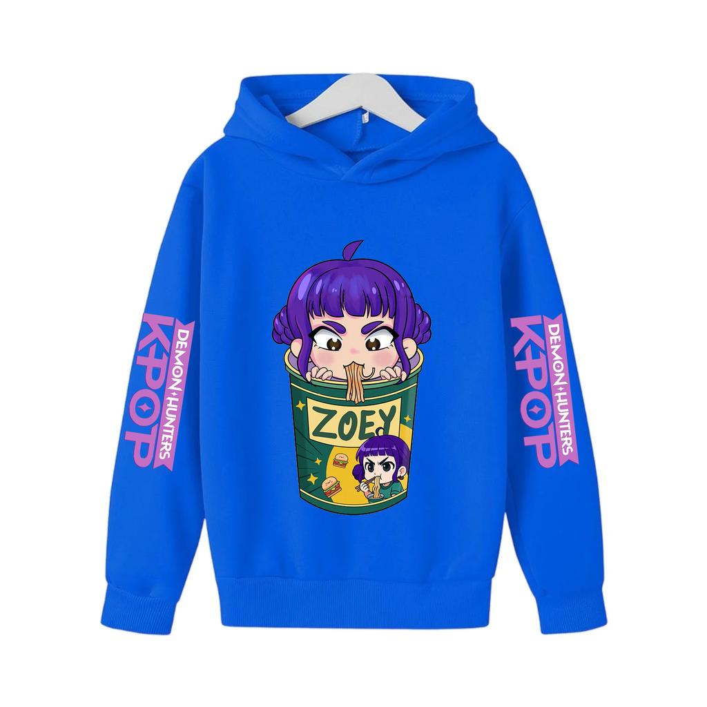 Autumn Kids Long Sleeve K-Pop Demon Hunters Hoodie, Soft Fleece Sweatshirt, Warm Casual Outerwear for Boys and Girls