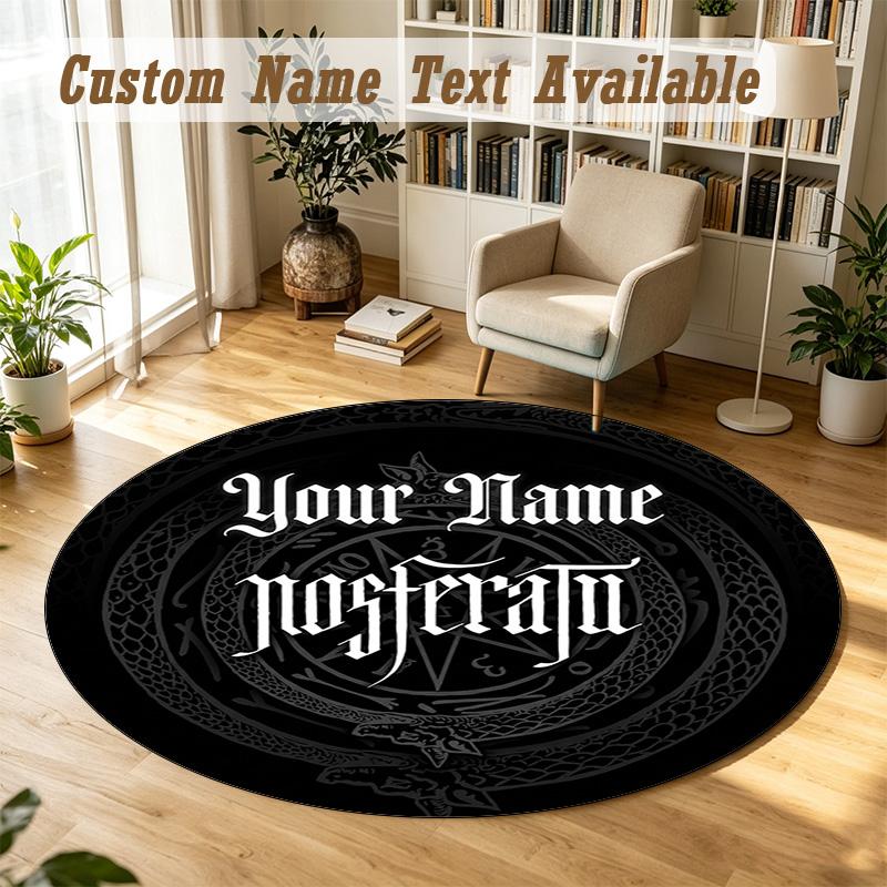 Nosferatu Count Orlok Personalized Round Rug Support Custom Name, Soft Home Decor Mat