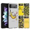 Funny Bite Apple Banana Hard PC Phone Case For Samsung Galaxy Z Flip 7 6 5 4 Black Cover For Galaxy Z Flip 3 Foldable Fundas Bag