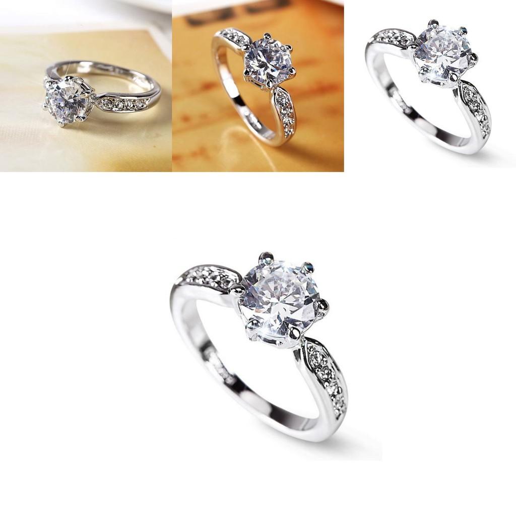 Elegant Womens Geometric White Copper Ring With Faux Diamond For Weddings And Engagements