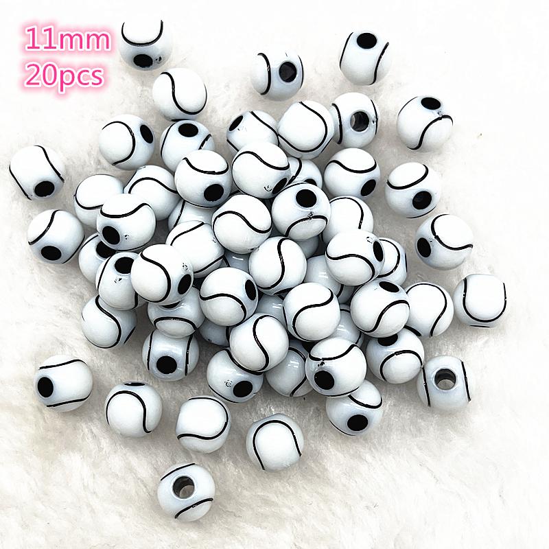 10-20Pcs Sport Rugby Tennis Basketball Football Volleyball Beads Spacer Acrylic Beads For Jewelry Making DIY Bracelet Necklace