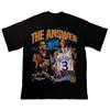 NBA Star Ray Allen Iverson American Print T-shirt Heavy Drop Shoulder Small Neckline Loose Cotton Basketball Short Sleeve Tee