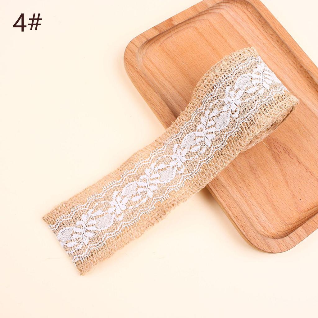 Burlap Roll with Lace Edge for DIY Christmas and Wedding Crafts, Jute Twine Ribbon