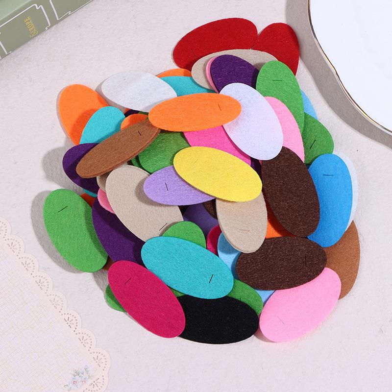 

100Pcs Oval Felt Fabric Patches Non-Woven Sewing Base Pads For Diy Plush Hairpin Bb Hair Clips Making Accessories as the picture