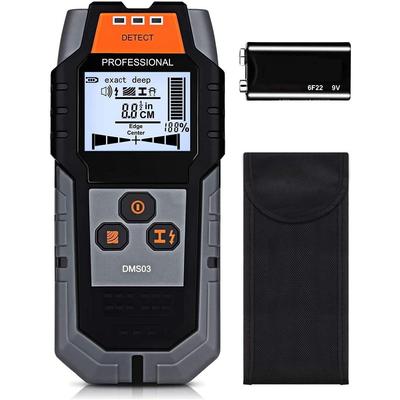 Sensor Detector de Parede, com Visor LCD Digital, Calibração Automática e Alarme Sonoro, 3 Indicadores Luminosos de Sinal, para Detecção de Madeira, Fiação AC, Metal, Montantes