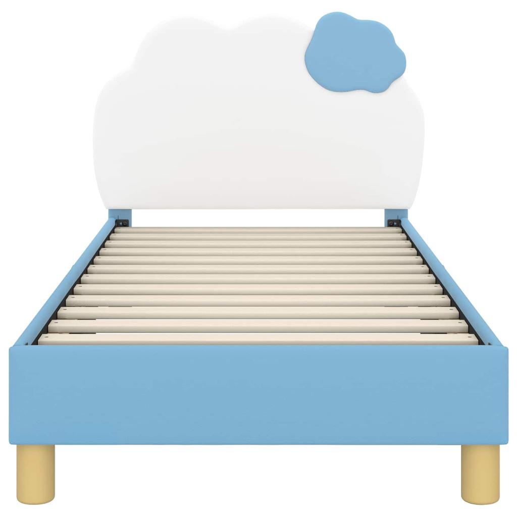 Children S Bed Frame with Headboard Blue 80 X 160 Cm PU Leather