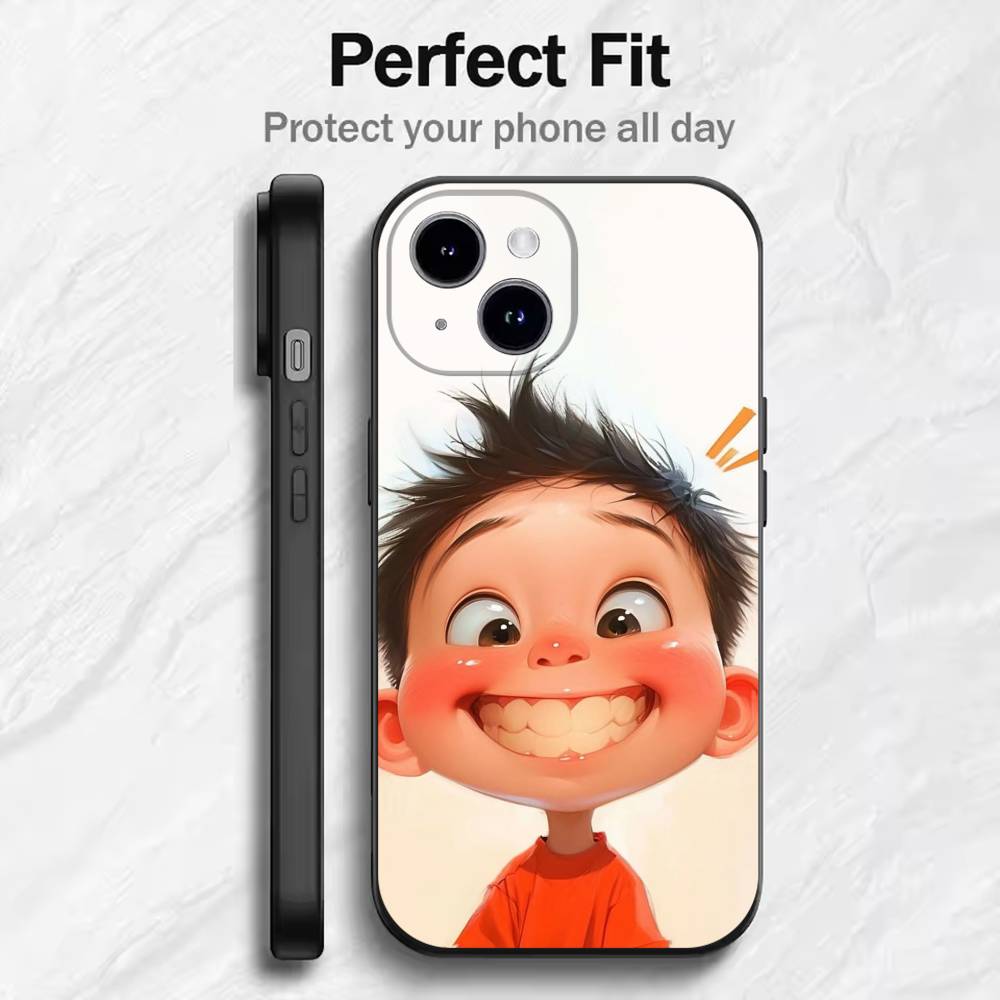 Cute Angry Little Girl Phone Case For 17 16 15 14 13 12 11 Mini XS XR X 6S 6 Pro Max Plus Black Soft Cover