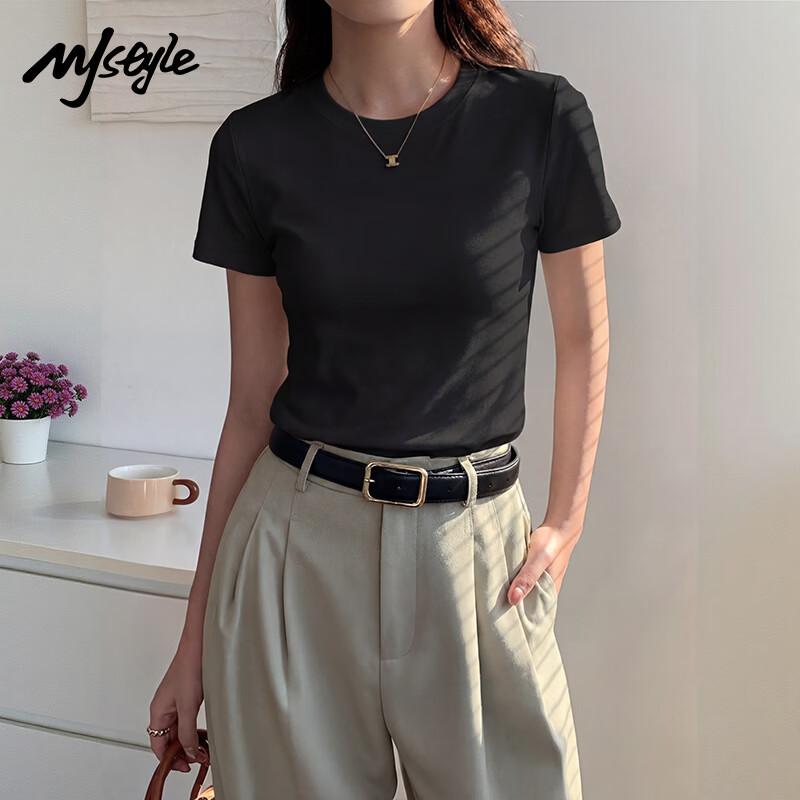 MJ STYLE Women s Crew Neck Slim Fit T-Shirt M