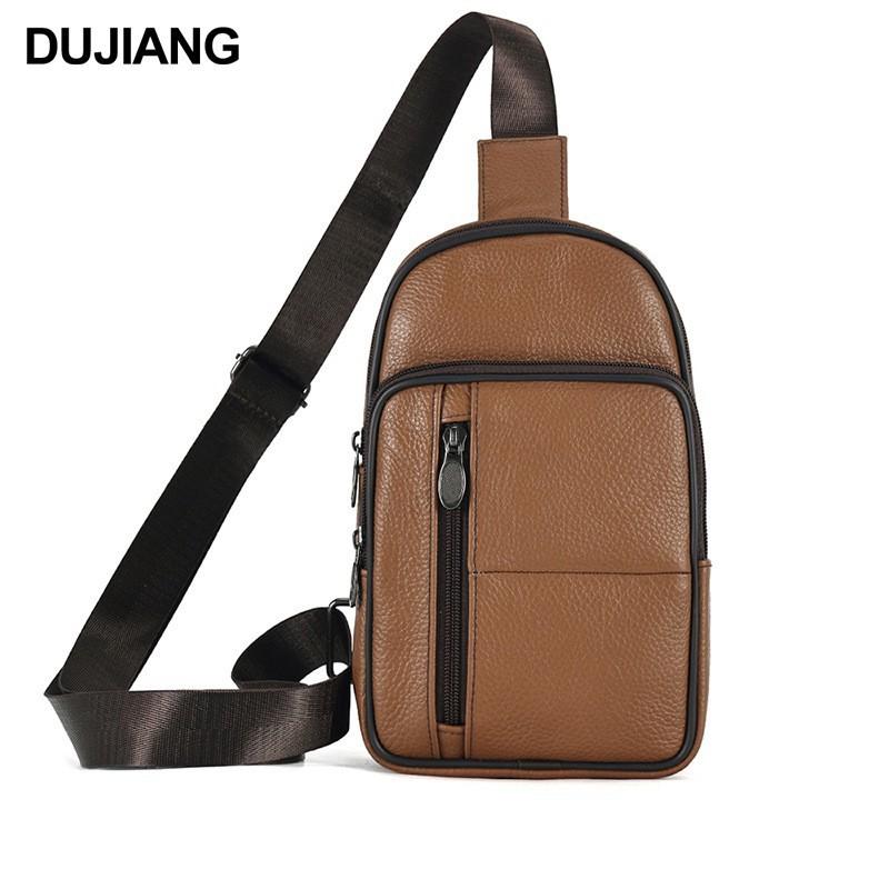 

First Layer Cowhide Men S Breast Bag Outdoor Sports Chest Bag Men S Business Leather Messenger Bag 16*8*25