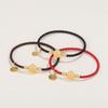 Fu Brand Leather Bracelet with Gold Buckle and Lucky Beads for Men, Women, Couples