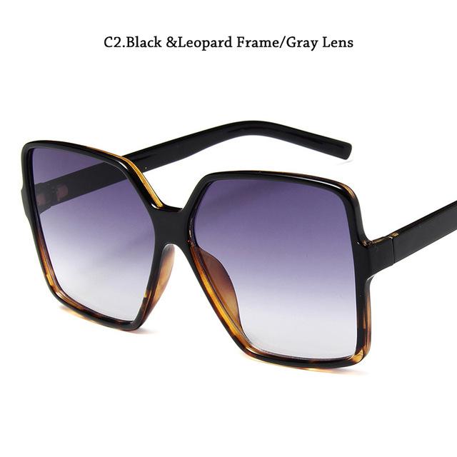 Square Retro Women Big Frame Sun Glasses Gradient Oversized Shades Sunglasses Best Fashion Sunglasses Suppliers Women Design