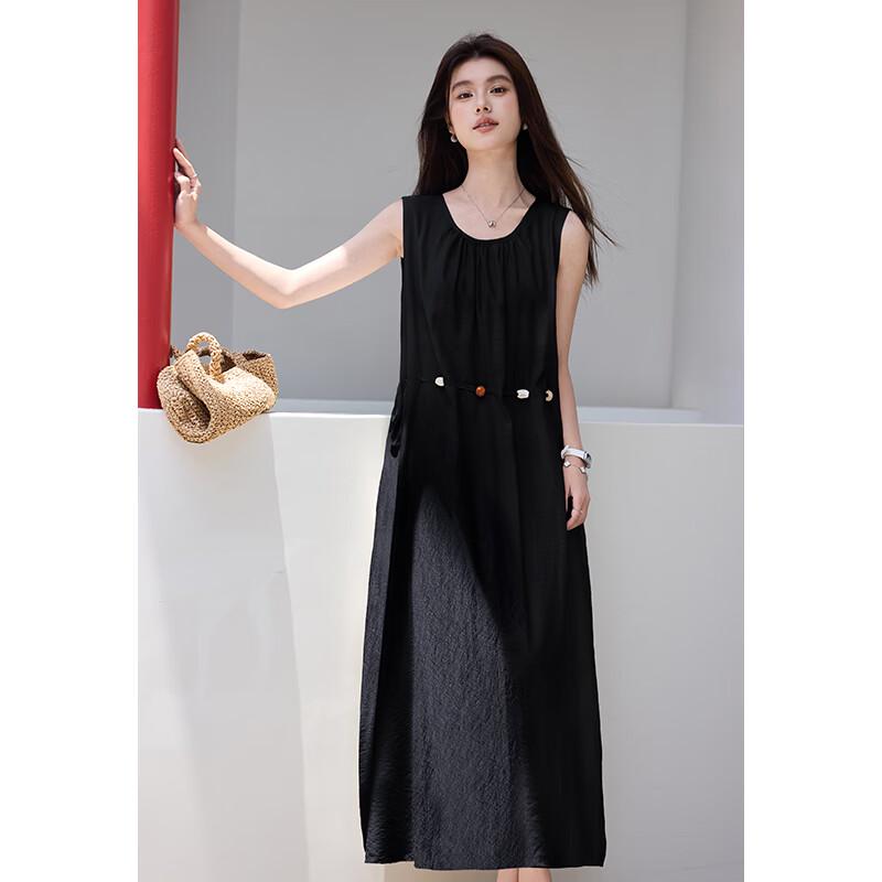 

VICTORIA&VERA Summer Sleeveless Midi Dress with Gemstone Belt M