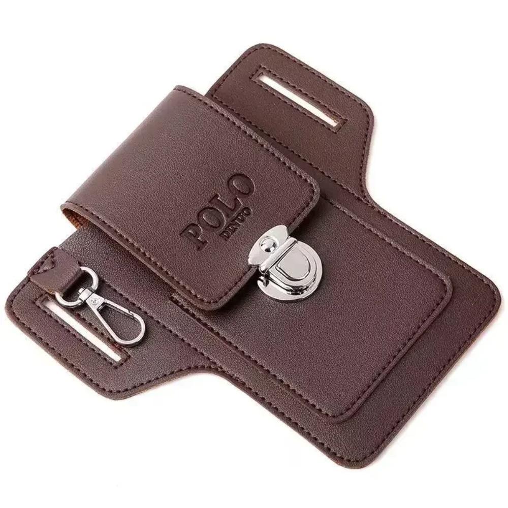 New Multifunctional Belt Waist Bag PU Solid Color Phone Waist Bag Vintage Leather Bag Portable Card Bag