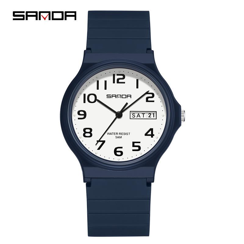 SANDA 9072 Quartz Watch Calendar Light Weight Minimalism Ladies Women Wristwatches Simple Black Waterproof Watch Clock Reloj