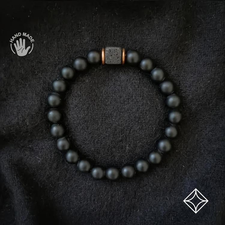 Black Volcanic Stone Bead Bracelet (men’s) | Natural Crystal Bracelet (women’s) | Genuine Crystal Natural Bracelet