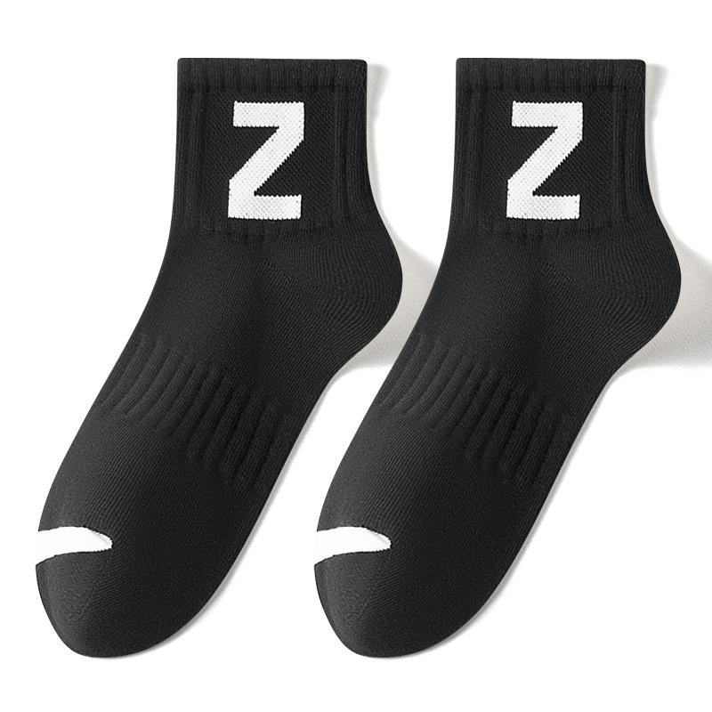 Men's and Women's Spring and Autumn Lettered Comfortable Antibacterial and Deodorizing Sports Short Socks