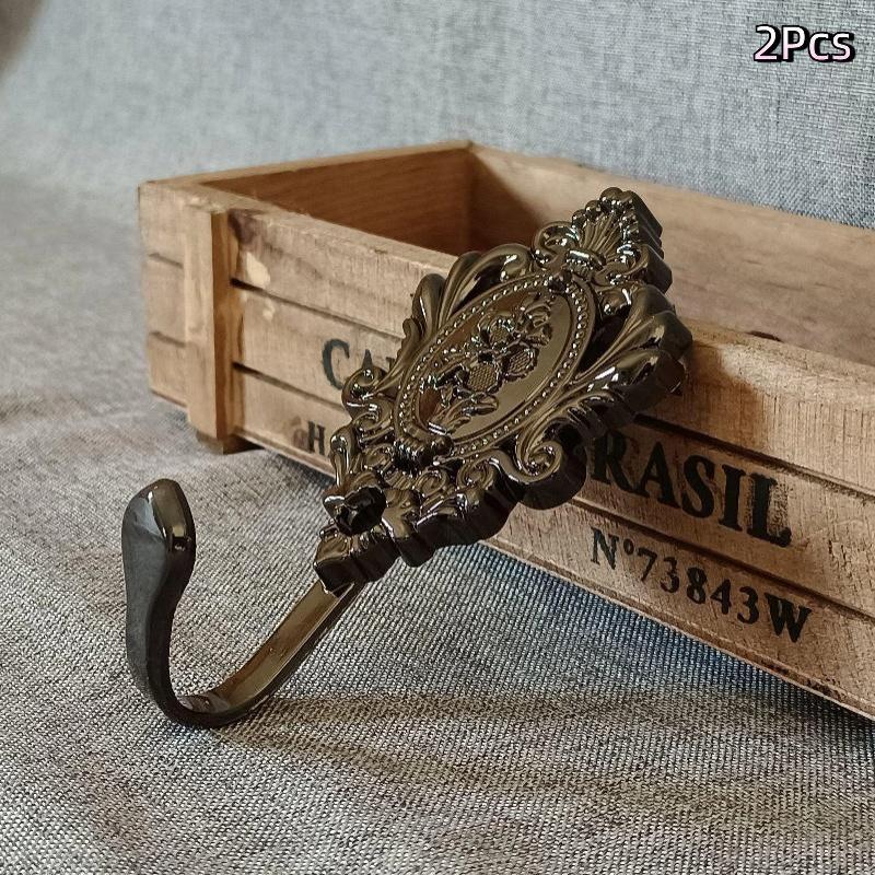 2Pcs Rose Pattern Vintage Bronze Gold European Zinc Alloy Curtain Holdbacks Decoration Hook Wall Hooks For Cloth Hat Drapery