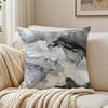 Grey White Abstract Marble Texture Ink Pillow Case Double-Sided Plush Sofa Cushion Covers Organic Breathable Invisible Zipper