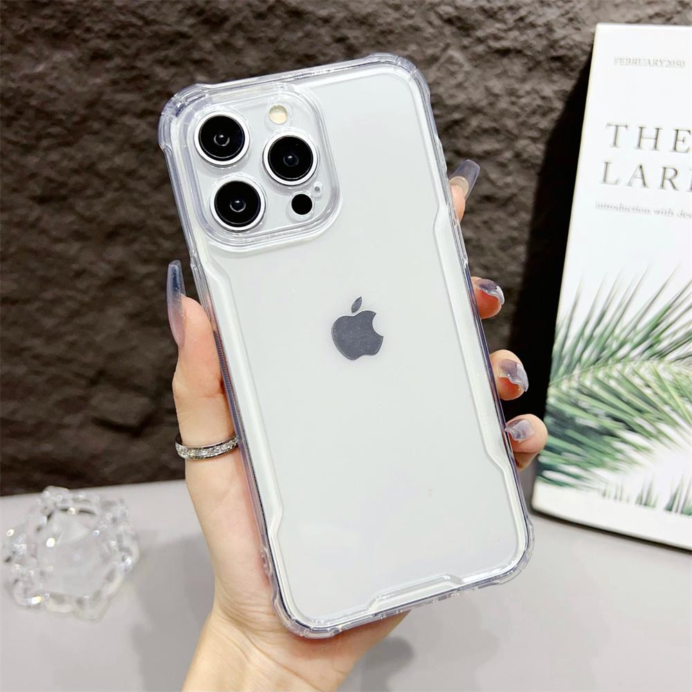 Transparent Bumper Case For iPhone 16 ProMax 15 14 13 12 Pro Max Plus 16Pro 16Plus Acrylic Hybrid Shockproof Cushion Armor Cover