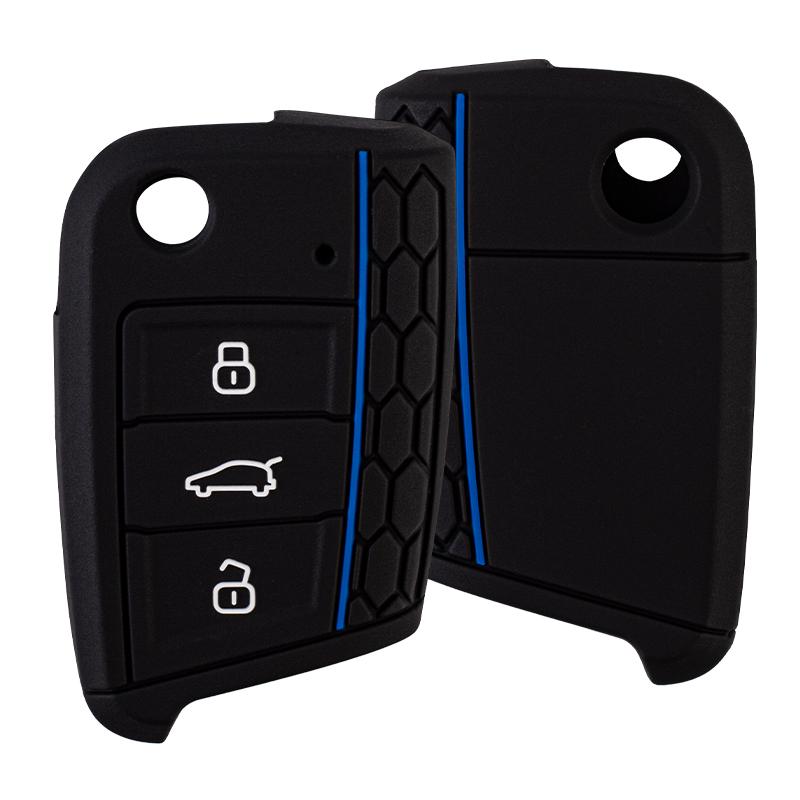 Car Key Case Silicone Cover For Vw Golf 7 Mk7 3 Buttons Flip Folding Remote Key Fob For Seat For Skoda Car Accessories