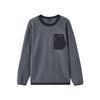 Skechers Outdoor Series Simple Letter Comfortable Warm Knitted Crew Neck Sweatshirt Men Sweatshirt Periscope-Gray L424M012-0403