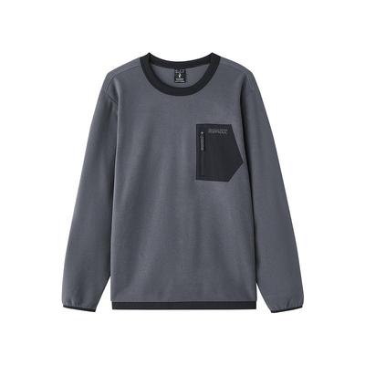Outdoor Series Simple Letter Comfortable Warm Knitted Crew Neck Sweatshirt Men Sweatshirt Periscope-Gray L424M012-0403