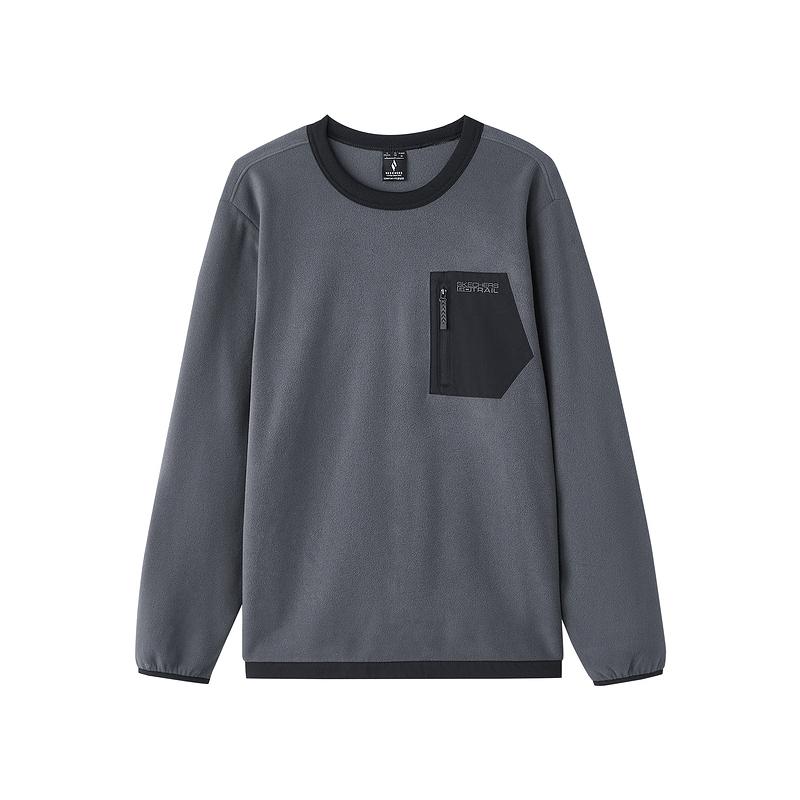Skechers Outdoor Series Simple Letter Comfortable Warm Knitted Crew Neck Sweatshirt Men sweatshirt Periscope-Gray L424M012-0403 M