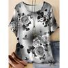 Stylish Simple Versatile Top Short Sleeve Women's Flower Printing Comfortable T-Shirts Women’s