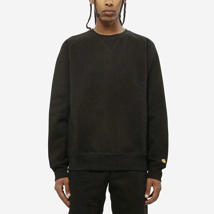Carhartt WIP Einfarbiges Pullover-Sweatshirt mit kleinem Logo, Rundhalsausschnitt, Herren, Sweatshirt, Schwarz, I026383-00F-XX