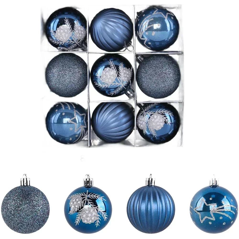 Christmas Ornaments Set 9 Pieces Hand Painted with Metallic Finish Suitable for Window Display and Holiday Home Decoration