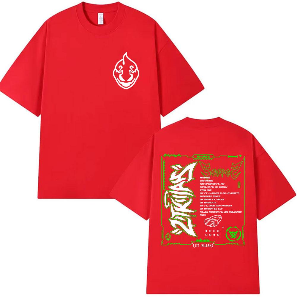 Rapper Lit Killah Snipez Album 2025 Graphic T Shirt Mens Hip Hop Gothic Short Sleeve Tshirts Vintage Cotton Tshirt Streetwear