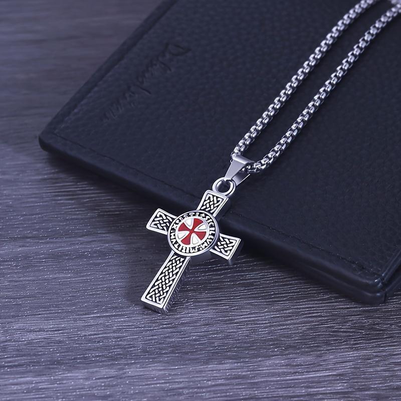 Vintage Fashion Crusader Francmason pandantiv bărbați Colier minimalist cu cruce Colier bărbați cu pandantiv la modă