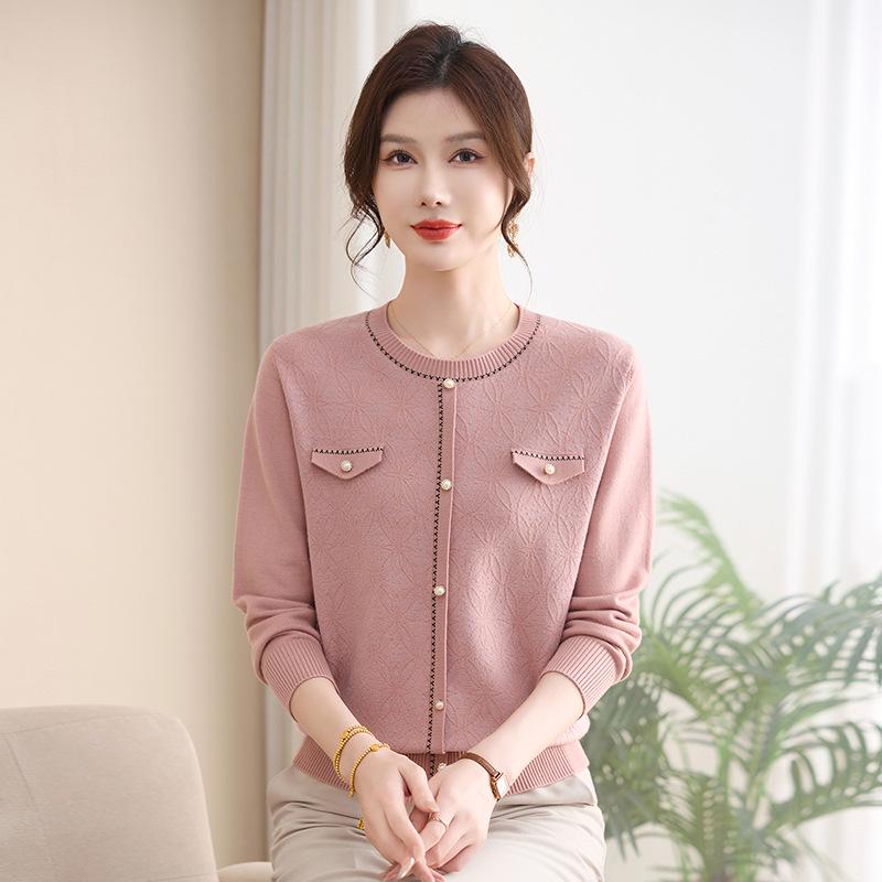 

Stylish Autumn Knit Sweater Set for Middle-Aged & Elderly Women XXXL (suggested 145-160 lbs) розовый
