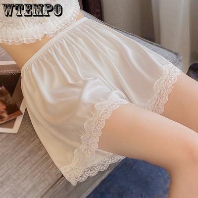 2 pezzi di mutandine da donna estive pantaloni di sicurezza biancheria intima sexy senza cuciture di seta del ghiaccio mutande elastiche pizzo increspato di raso solido