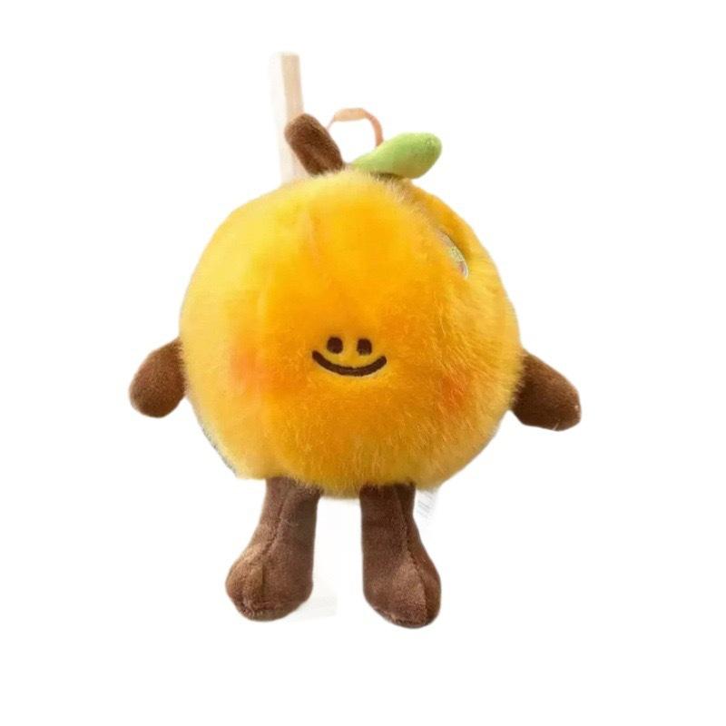 Cute Strawberry Orange Plush Keychain Cartoon Fruit Doll Desktop Ornament Palm Toy Pendant