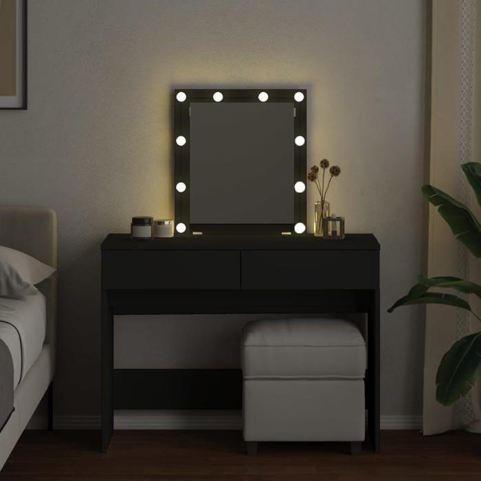 VidaXL Coiffeuse avec LED noir 100x40x130 cm, table de maquillage, coiffeuse de chambre à coucher, coiffeuse avec miroir, 848193