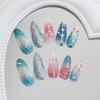 Three-dimensional metal sense irregular lines star light pearl gradual change blush nail art piece 24 pieces