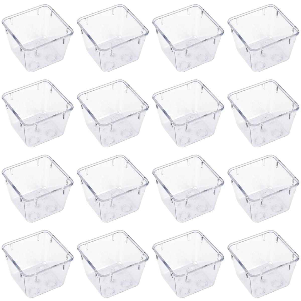 16pcs Clear Drawer Organizers 7.5x7.5x5cm Stackable Makeup Vanity Storage Bins Desk Drawer Organization Clear Container Dividers