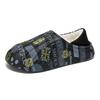 Flow printing cotton mop winter velvet large size bag heel cotton shoes men's indoor non-slip thick-soled slippers