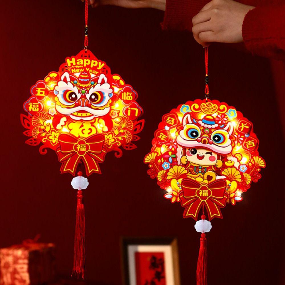 Samodzielnie wykonana Kreskówkowa Lampion na Rok Konia Błogosławieństwo Nowy Rok Szczęśliwy Wisiorek Dekoracja Domowej Imprezy
