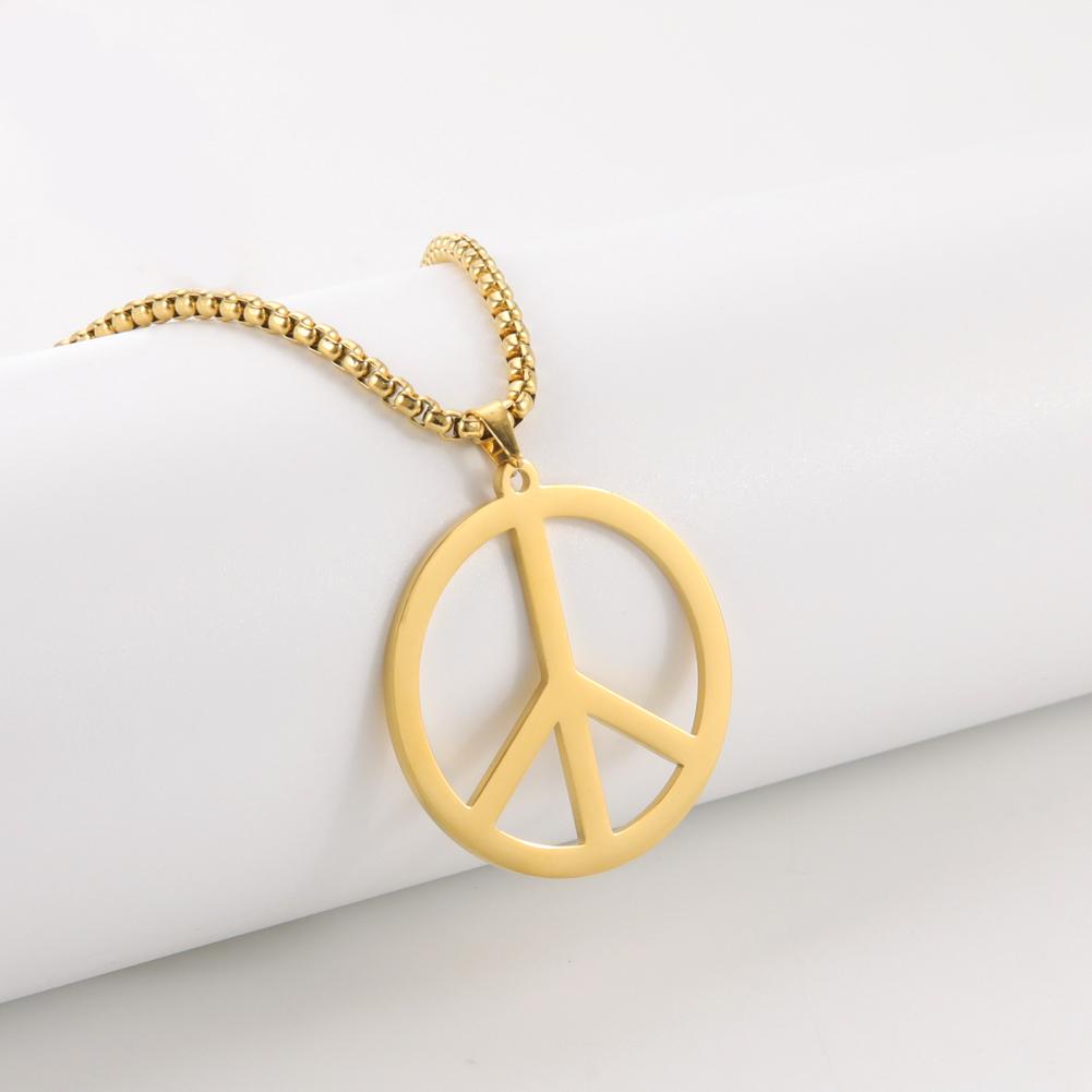 LIKGREAT Peace Sign Symbol Pendant Necklace for Men Women Stainless Steel Fashion Anti-nuclear Warfare Charm Jewelry