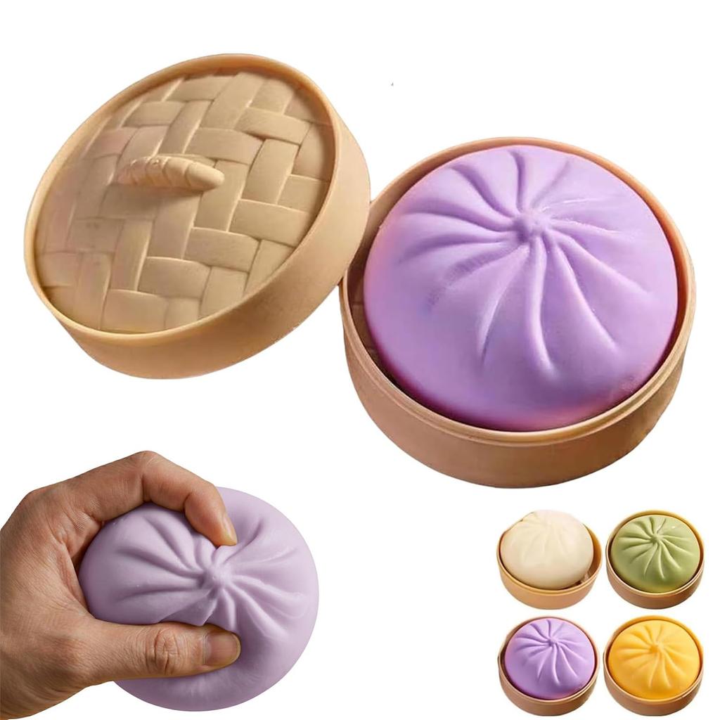 Dumpling Squishy, Maltose Stress Ball, Steamer Bun Squeeze Toy, Sensory Fidget, Office Desk Decor, Anxiety Relief, New