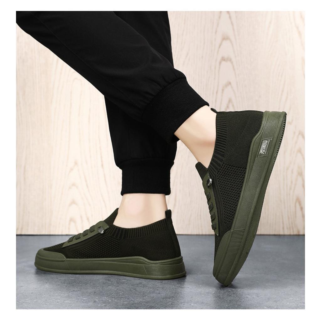 Men's New Fashionable Casual Shoes, Fly Woven Mesh Panel Shoes, One Foot Soft Soled Flat Shoes