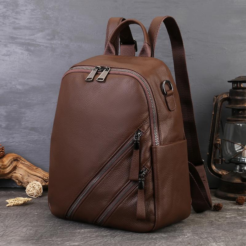 

Johnature Женский рюкзак из натуральной кожи, повседневный однотонный дорожный рюкзак для поездок, рюкзак-трансформер через плечо кофейный