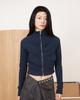 MIYHOO Shirred Crop Rib Zip-Up (Navy)