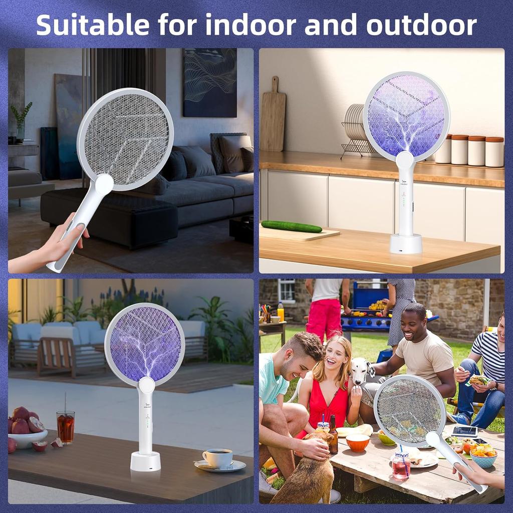 2-in-1 electric mosquito swatter, USB charging mosquito killer, efficient electric mosquito swatter for gardens and courtyards